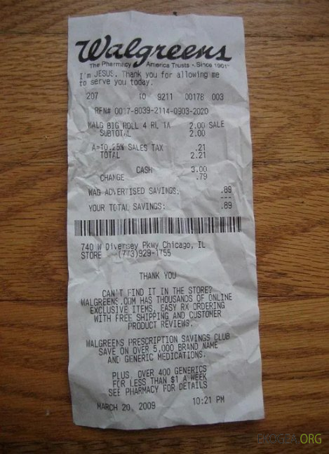 Reçu de paiement de la pharmacie Walgreens aux États Unis